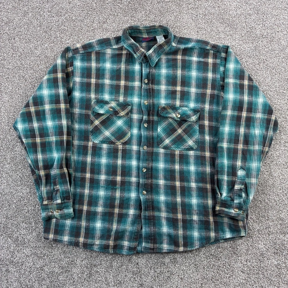 Dakota Flannel Shirt Mens 2XL Tall Blue Tartan‎ Plaid Long Sleeve Five Brothers